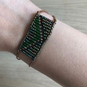 Leather and bead bracelet